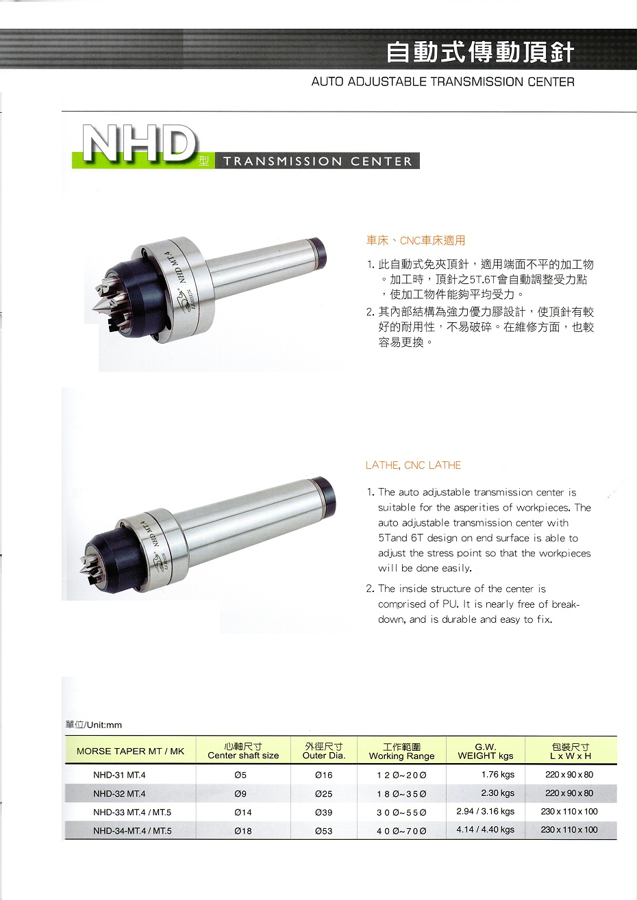 麗勛自動式傳動頂針NHD系列